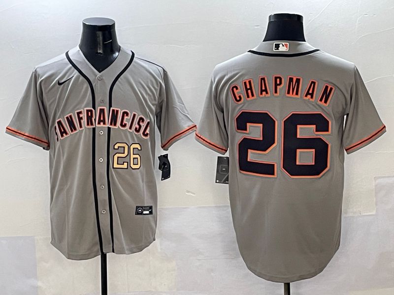Men San Francisco Giants 26 Chapman Grey Game Nike 2025 MLB Jersey style 33
